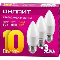 Лампа ОНЛАЙТ 90 610 OLL-C37-10-230-2.7K-E27-FR-PACK3