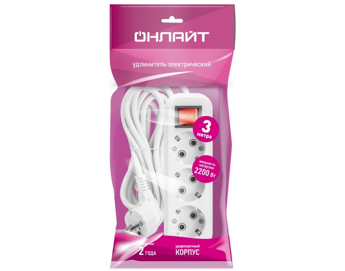 Удлинитель ОНЛАЙТ 90 804 OPE-S-03-300-ESC-3x0.75