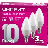 Лампа ОНЛАЙТ 90 820 OLL-01-02 (C37-10-230-4K-E14-FR-PACK3)