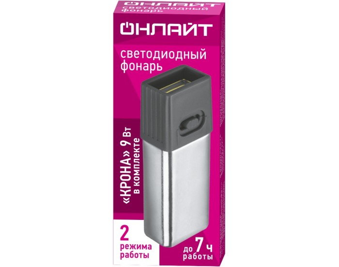 Фонарь ОНЛАЙТ 90 889 OPT-CP10-6F22 Пласт. 1СОВ, 1Вт, 2реж, 50лм