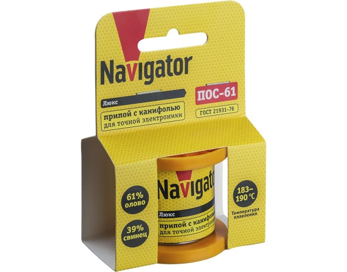 Припой Navigator 93 082 NEM-Pos02-61K-1-K100 (ПОС-61, катушка, 1 мм, 100 гр)