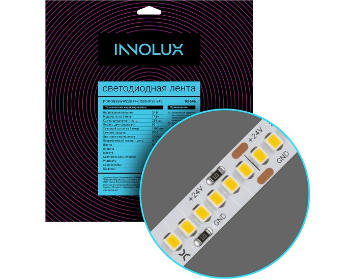 СД Лента INNOLUX 93 546 ИСЛ-2835WW238-17-CRI80-IP20-24V
