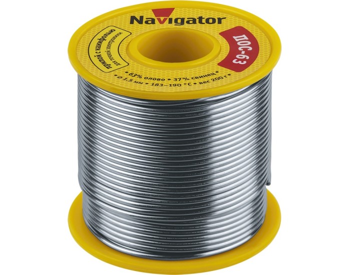 Припой Navigator 93 783 NEM-Pos05-63K-1.5-K200 (ПОС-63, катушка, 1.5 мм, 200 гр)