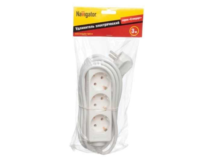 Удлинитель Navigator 94 179 NPE-S-03-300-E-3x1 с/з 3 гн. 3м