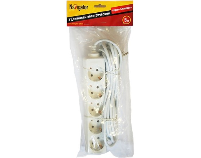 Удлинитель Navigator 94 187 NPE-S-05-500-E-3x1 с/з 5 гн. 5м