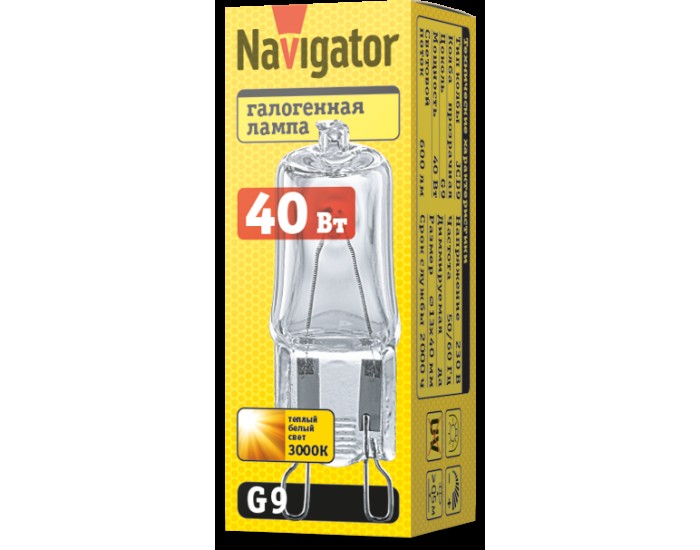 Лампа Navigator 94 215 JCD9 40W clear G9 230V 2000h