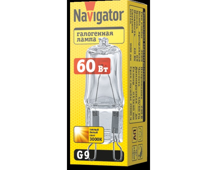 Лампа Navigator 94 216 JCD9 60W clear G9 230V 2000h
