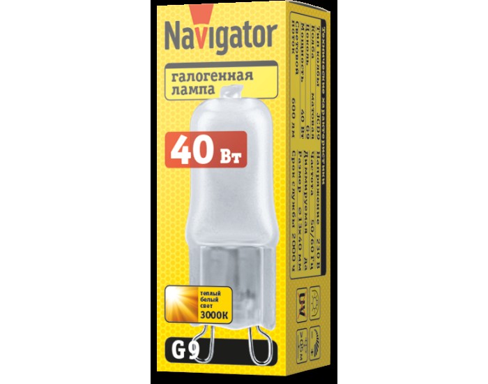 Лампа Navigator 94 232 JCD9 40W frost G9 230V 2000h