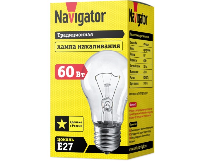 Лампа Navigator 94 300 NI-A-60-230-E27-CL