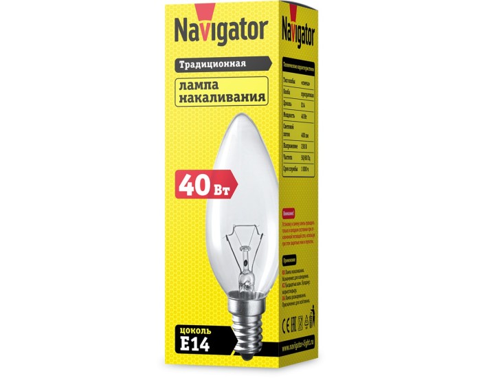 Лампа Navigator 94 303 NI-B-40-230-E14-CL (КНР)