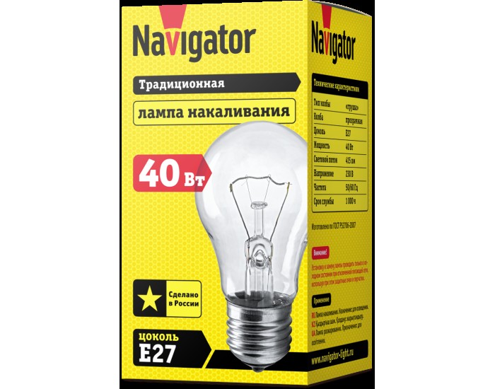 Лампа Navigator 94 325 NI-A-40-230-E27-CL