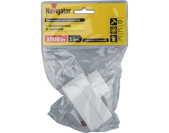 Переходник Navigator 94 669 NAD-1E-CS-WH 1гн. с выкл.