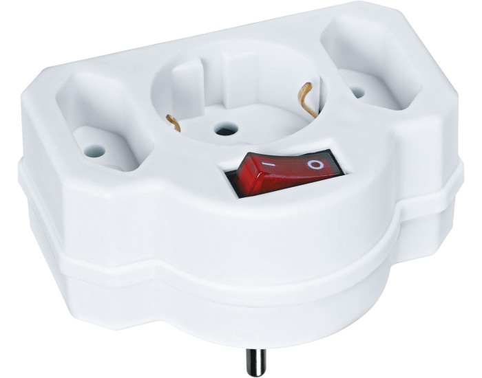 Разветвитель Navigator 94 698 NAD-3-R2F-WH 3 гн. (в ряд) 1гн с/з 2гн б/з