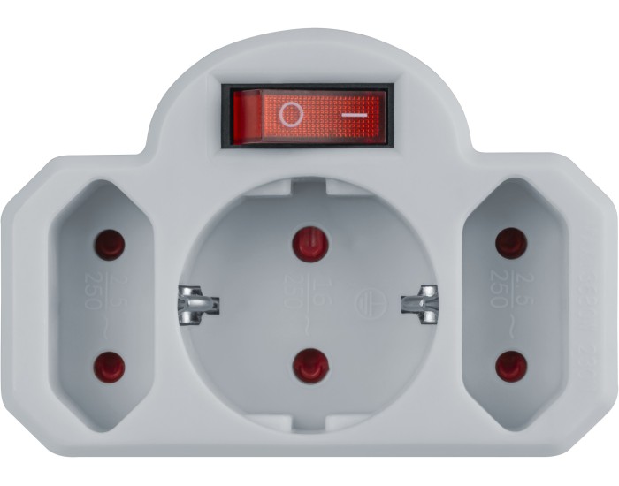 Разветвитель Navigator 94 698 NAD-3-R2F-WH 3 гн. (в ряд) 1гн с/з 2гн б/з