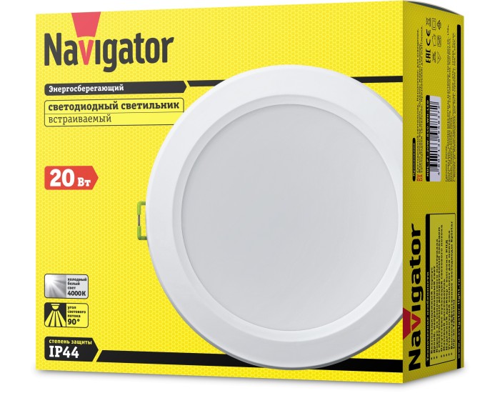 Светильник Navigator 94 837 NDL-P1-20W-840-WH-LED (аналог Downlight КЛЛ2х18 d170