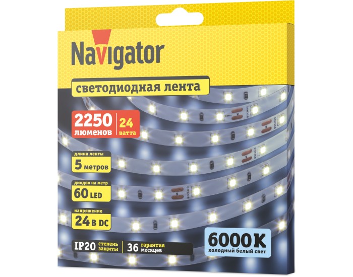 СД Лента Navigator 95 295 NLS-2835CW60-4.8-IP20-24V 5м