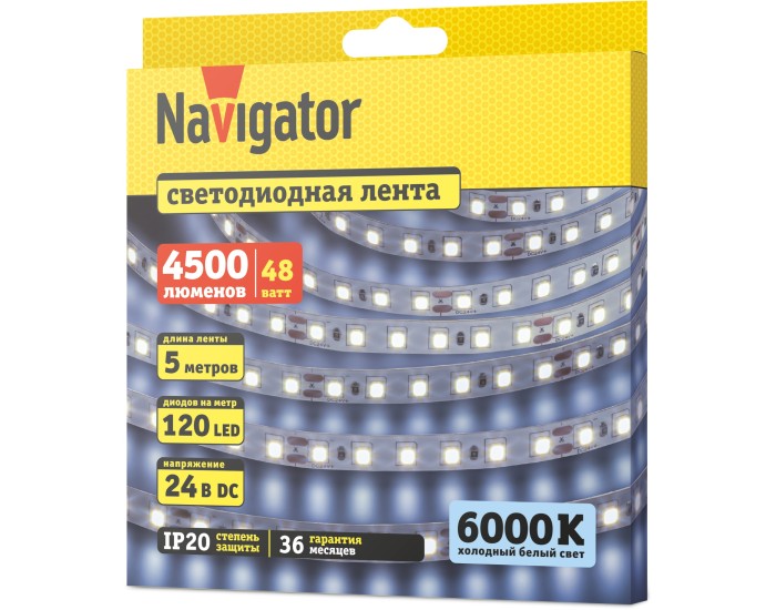 СД Лента Navigator 95 296 NLS-2835CW120-9.6-IP20-24V 5м