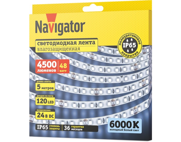 СД Лента Navigator 95 297 NLS-2835CW120-9.6-IP65-24V 5м