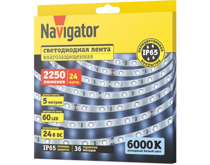 СД Лента Navigator 95 300 NLS-2835CW60-4.8-IP65-24V 5м
