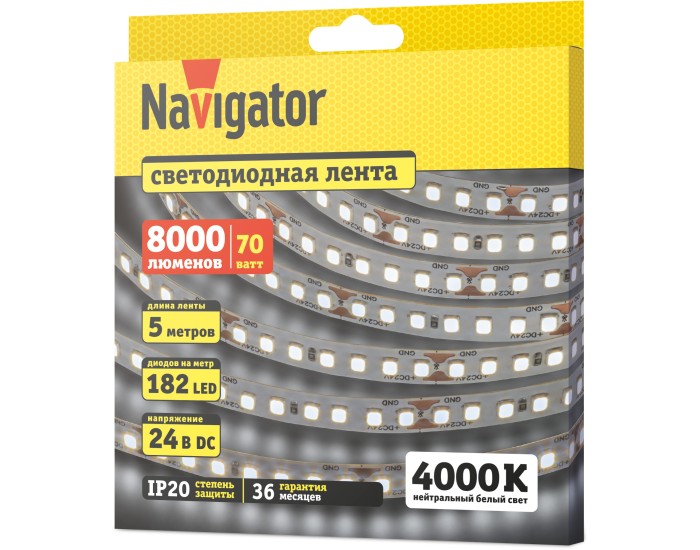 СД Лента Navigator 95 303 NLS-2835W182-14-IP20-24V 5м