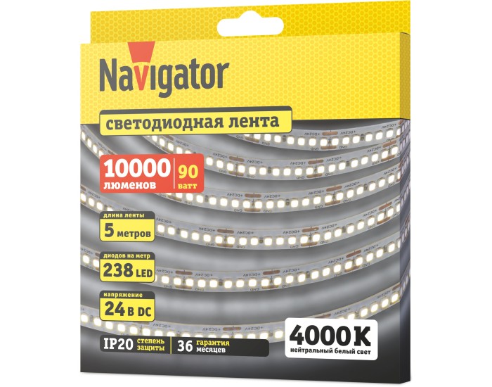 СД Лента Navigator 95 304 NLS-2835W240-18-IP20-24V 5м