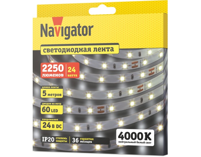СД Лента Navigator 95 305 NLS-2835W60-4.8-IP20-24V 5м