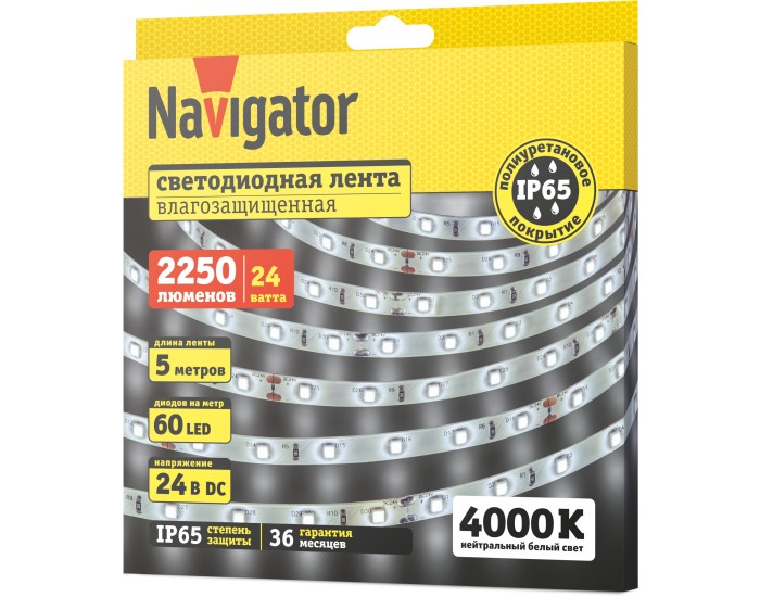 СД Лента Navigator 95 306 NLS-2835W60-4.8-IP65-24V 5м