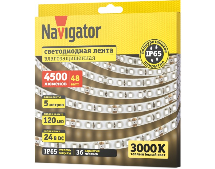 СД Лента Navigator 95 308 NLS-2835WW120-9.6-IP65-24V 5м