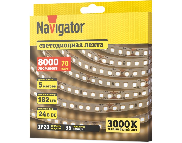 СД Лента Navigator 95 309 NLS-2835WW182-14-IP20-24V 5м
