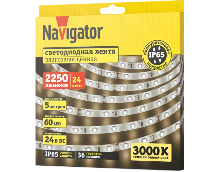 СД Лента Navigator 95 312 NLS-2835WW60-4.8-IP65-24V 5м