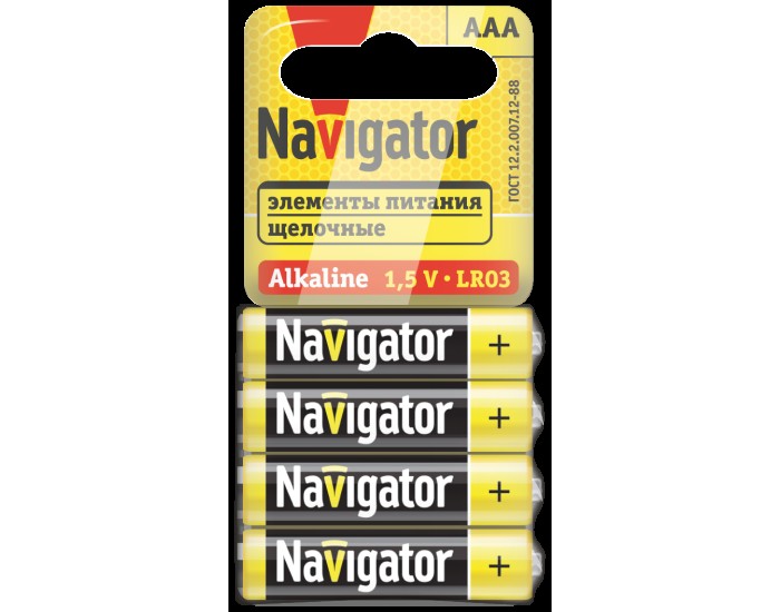 Элемент питания Navigator 95 458 NBT-03 (AAA LR03 спайка 4 шт)